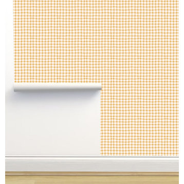 Wobbly Gingham, Yellow Wallpaper by Erin Kendal, Sample 12"x8"