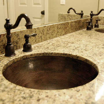 12" Round Self Rimming Hammered Copper Bathroom Sink (LR12RDB)