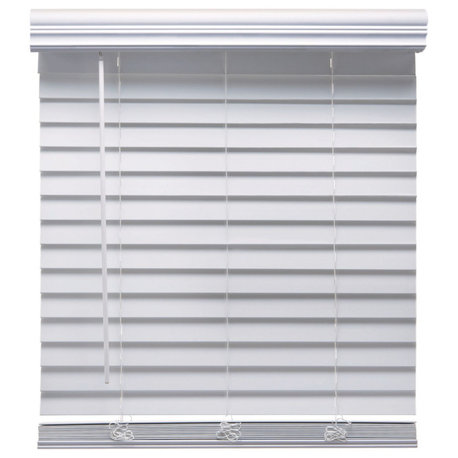 Linen Avenue Custom Cordless Faux Wood Blind , 22Wx72H Flush Inside Mount