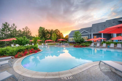 Photo of an expansive transitional backyard pool in Atlanta.