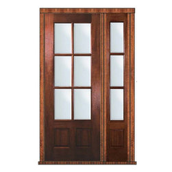 Prehung Patio Sidelite Door 96 Mahogany 3/4 Lite 6 Lite TDL Glass - Patio Doors