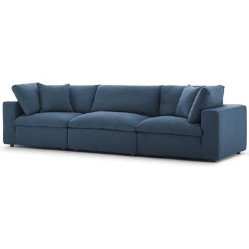 Modern Contemporary Urban Living Sofa Set, Navy Blue