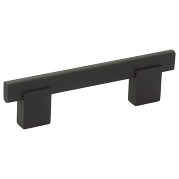 10 Pack Bridge Style Solid Metal Pull/Handle Black, 5-1/32" Overall Length