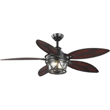 2 Light 54" 5 Blade Outdoor Ceiling Fan, Architectural Bronze