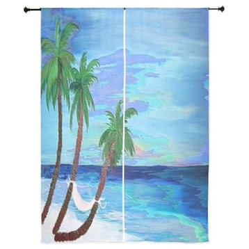 Palm Tree Tropical Sheer Curtains, Coastal Palms