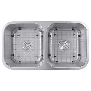 Nantucket Sinks 32.5" Double Bowl Equal Undermount Stainless Steel Kitchen