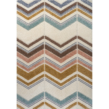 Elin Chevron High-Low Multi/Cream 8'x10' Area Rug