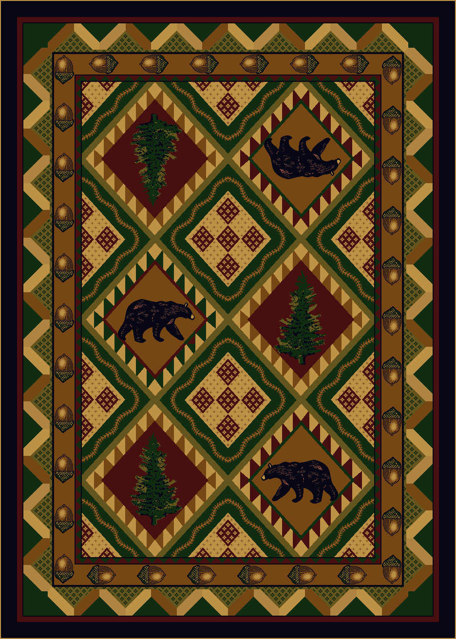 Quilted Forest, Green, 4'x5', 4'x5' - Rustic - Area Rugs - by American ...