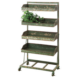 Farmhouse Plant Stands And Telephone Tables Distressed Green Finish Tier Shelf On Casters