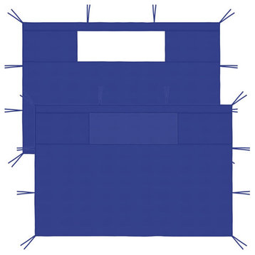 vidaXL Canopy Sidewalls 2 Pcs Pavilion Gazebo Sidewall Tent with Windows Blue