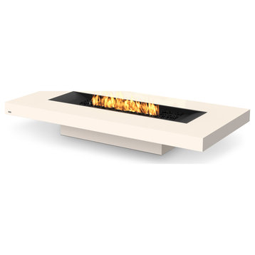 EcoSmart™ Gin 90 Low Fire Table - Ethanol/Gas (Propane/Natural) Fire Pit, Bone, Lp/Ng Gas Burner