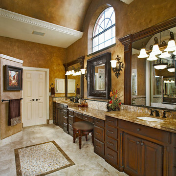 Tuscan Master Bath with Custom Cabinets in Dallas Area