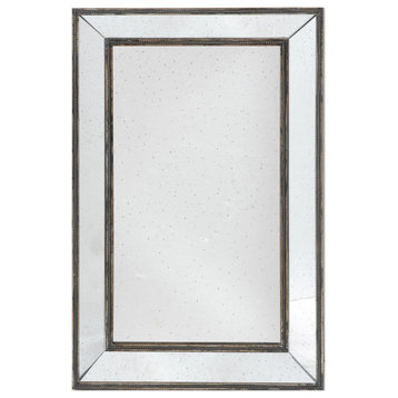 Rectangular Wall Mirror, Mirrored and Brown