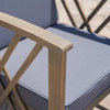 GDF Studio 4-Piece Langdon Outdoor Acacia Wood Chat Set, Fabric Cushions
