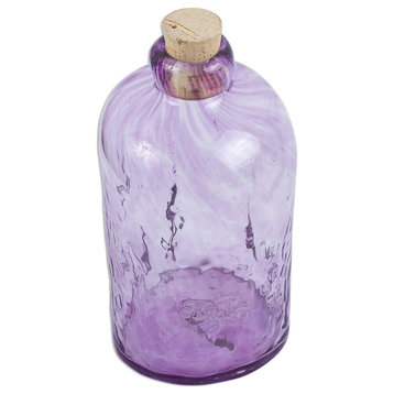 Novica Blown Glass Bottle Lilac Currents