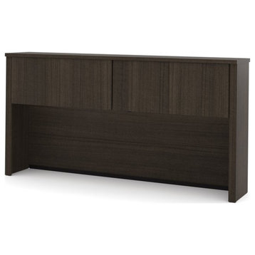 Pemberly Row Contemporary 71" Hutch with Storage in Dark Chocolate