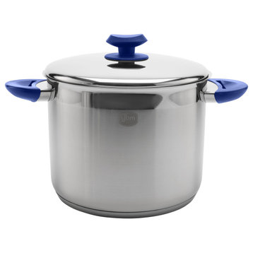 YBM Home 18/10 Stainless Steel Stock Pot, Induction Compatible, Blue, 7 Quart