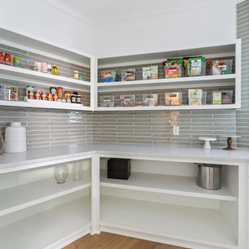 Custom Luxury Walk-In Pantry with Open Shelving | Houston