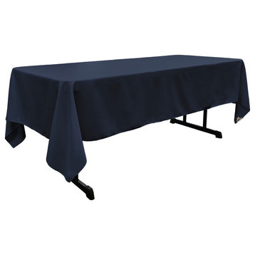 LA Linen Rectangular  Polyester Poplin Tablecloth, Navy, 60"x102"