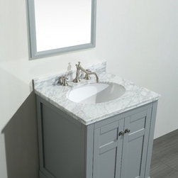 24 inch Gray Bathroom Vanity, with Marble Carrera Top - Bathroom Vanities And Sink Consoles