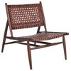 Soleil Leather Woven Accent Chair, Cognac/Brown