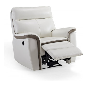 Savannah Recliner in Off-White Top Grain Leather
