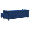 Maklaine Contemporary Soft Velvet Faux Jewel Tufted Sofa Chaise in Navy Blue