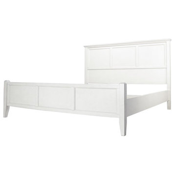 A-America Northlake Coastal Cottage Solid Wood King Panel Bed in White Linen