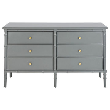 Kensey 6 Drawer Dresser, Gray/Gold