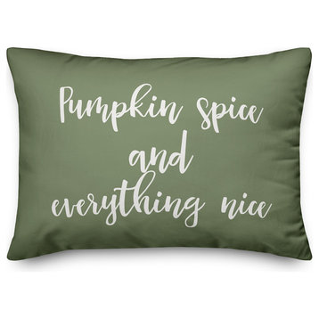 Pumpkin Spice and Everything Nice Lumbar Pillow, Green, 14"x20"