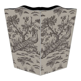 Marye-Kelley Blue and Gold Rooster Toile Wastepaper Basket