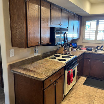 White Kitchen Reface with Custom Built In Dry Bar