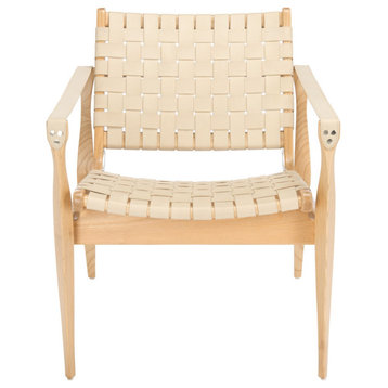 Safavieh Couture Dilan Leather Safari Chair, White