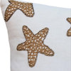 White Decorative Euro shams 26"x26" Cotton, Gold Starfish