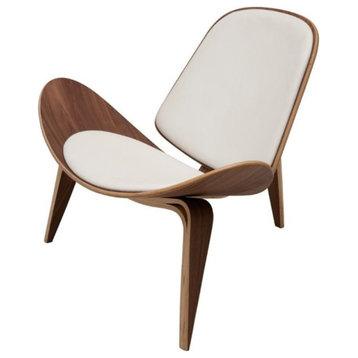 Nuevo Artemis Leather Accent Chair in Walnut and White