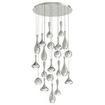 Modern Forms - Modern Forms Acid LED 21-Light Round Chandelier in Polished Nickel - Enrich your living space with the surrealist Acid Multi-Light Pendant by Modern Forms. Its dramatic silhouette features a series of spun metal droplets of varying shapes and sizes that precipitate from a rectangular canopy. Powerful LED downlights are contained with the droplets providing a fashionable, yet functional ambience over an entryway or open living space.