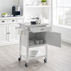 Linon Sydney Wood Rolling Apartment Kitchen Cart Stainless Steel Top in White