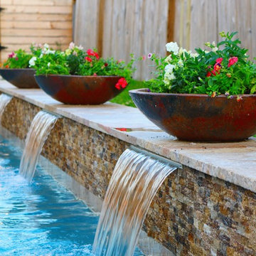 Patio Cover and Pool with Spa and Fire Feature in Long Meadow Farms, Richmond TX