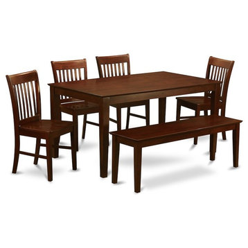 6 PC Dining Set With Bench-Dinette Table And 4 Kitchen Dining Chairs And Bench
