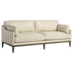 Sunpan - Mackenzie Sofa - Create a stylish and comfortable space with this traditionally designed sofa. The frame features track arms and a comfortable seat in astoria cream leather. Dark brown solid wood legs complete the look. Handle with Care: This design has been crafted with 100% genuine leather. Leather is a natural material; as such, colour variations, markings, wrinkles, grooves and light scratches are acceptable and appreciated characteristics. No two pieces are alike. Visit our Product Care page for more information on how to ensure the lasting beauty of this piece.