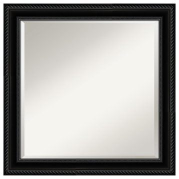 Corded Black Beveled Wall Mirror 24 x 24 in.
