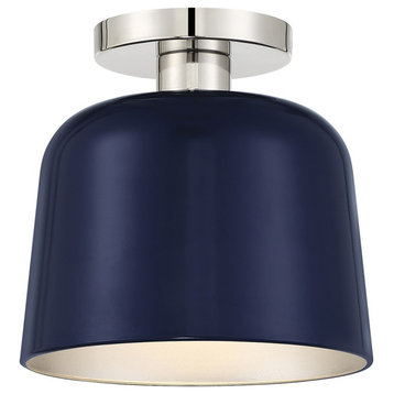 Savoy House Meridian 1-Light Ceiling Light M60067NBLPN, Navy Blue With Nickel