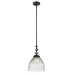 Innovations Lighting - 1-Light Seneca Falls 9.5" Pendant, Black Antique Brass, Clear Halophane Shade - One of our largest and original collections, the Franklin Restoration is made up of a vast selection of heavy metal finishes and a large array of metal and glass shades that bring a touch of industrial into your home.