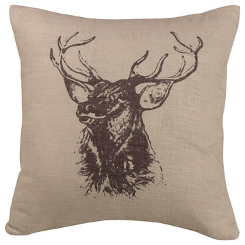 HiEnd Accents Elk Bust Pillow, 18"X18"