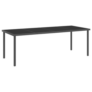 vidaXL Patio Dining Table Anthracite 86.6"x35.4"x29.5" Steel and Glass Table