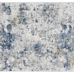 Tayse - Ramiro Contemporary Abstract Indigo & Gray Scatter Mat Rug, 2'x3' - Appreciate this contemporary abstract shag area rug as a work of art. The distressed finish and subtle color variations create a stunning pattern that will harmonize with many styles such as Modern Farmhouse, Mid-century Modern, and Industrial. The plush shag pile is super soft and cozy.  Cotton backing offers durability and the fibers are naturally stain resistant to keep it looking fresh for many years to come. Vacuum on highest pile setting to remove debris, taking care not to catch the edges or fringe in the beater bar. Spot clean when necessary with mild detergent and water.