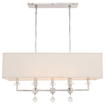 Crystorama 8109-PN 8 Light Chandelier in Polished Nickel with Silk