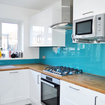 Light Blue Plain Colour Glass Splashback