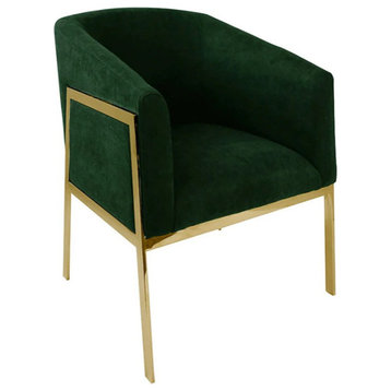 Filippa Arm Chair With Green Velvet Fabric And Polished Gold