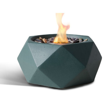 Geo Tabletop Fire Bowl With Can of Pure Fuel, Smokey Blue